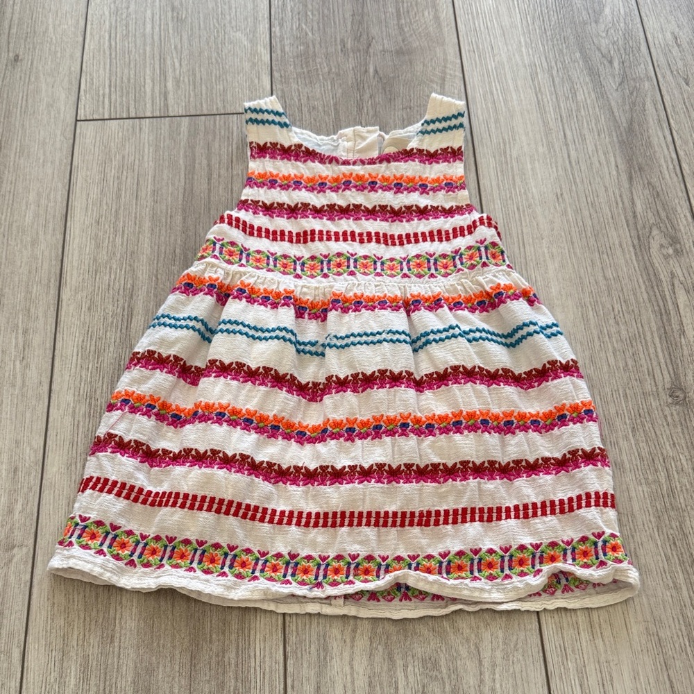 Peek colorful embroidered sun dress 18-24 months